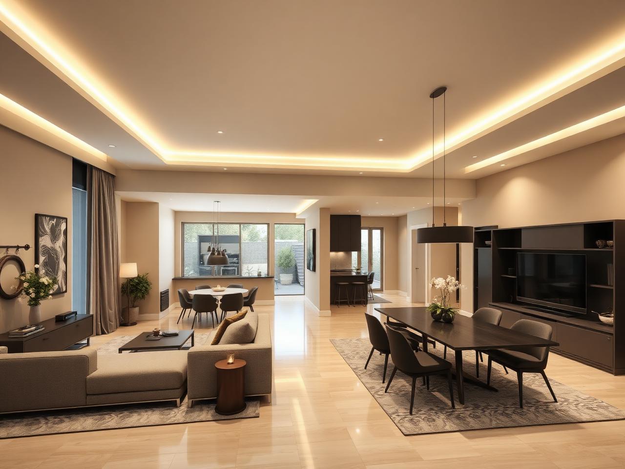 Full home interior with cove lighting and modular joinery